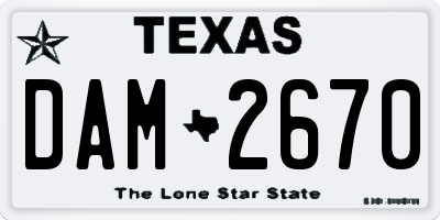 TX license plate DAM2670