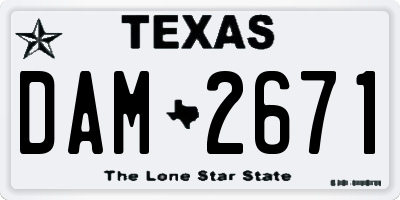 TX license plate DAM2671