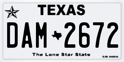 TX license plate DAM2672