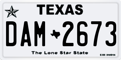 TX license plate DAM2673