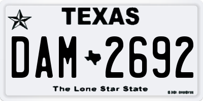 TX license plate DAM2692