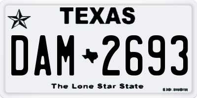 TX license plate DAM2693