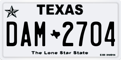 TX license plate DAM2704