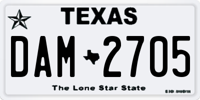 TX license plate DAM2705