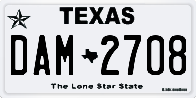 TX license plate DAM2708