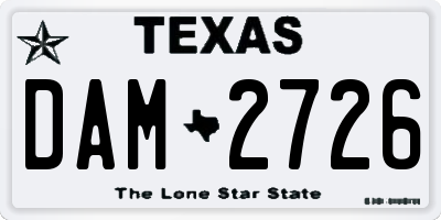 TX license plate DAM2726