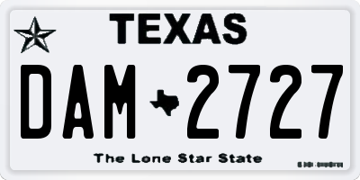 TX license plate DAM2727