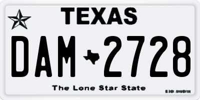 TX license plate DAM2728