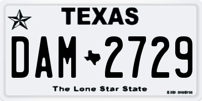 TX license plate DAM2729