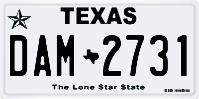 TX license plate DAM2731
