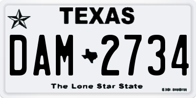 TX license plate DAM2734