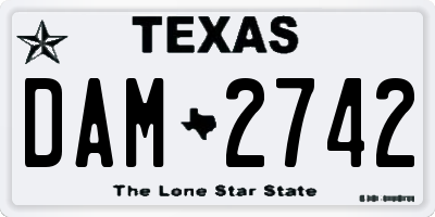 TX license plate DAM2742