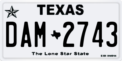 TX license plate DAM2743