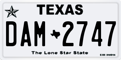 TX license plate DAM2747