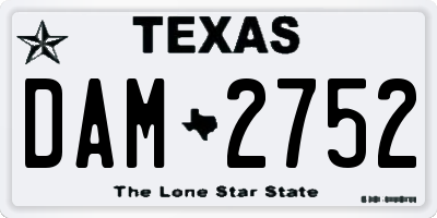 TX license plate DAM2752