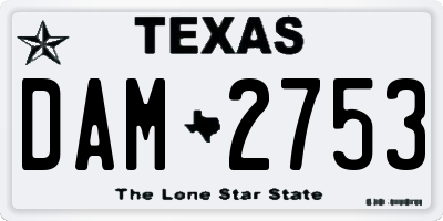 TX license plate DAM2753