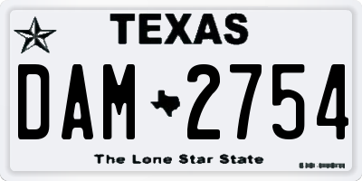 TX license plate DAM2754