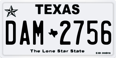 TX license plate DAM2756