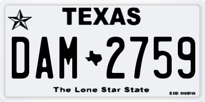 TX license plate DAM2759