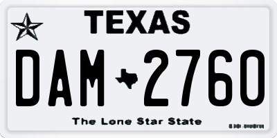 TX license plate DAM2760