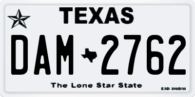 TX license plate DAM2762