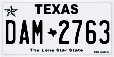 TX license plate DAM2763