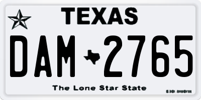 TX license plate DAM2765