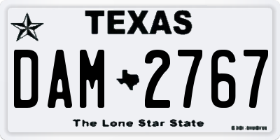 TX license plate DAM2767