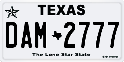 TX license plate DAM2777