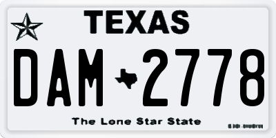 TX license plate DAM2778