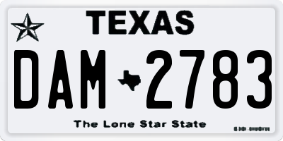 TX license plate DAM2783