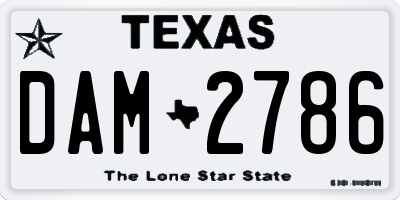 TX license plate DAM2786