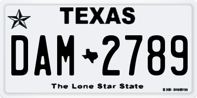 TX license plate DAM2789