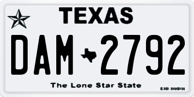 TX license plate DAM2792