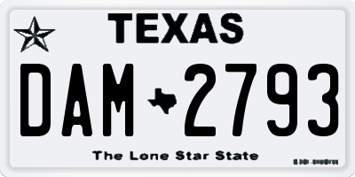 TX license plate DAM2793