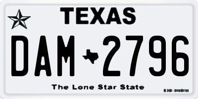 TX license plate DAM2796