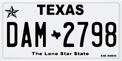 TX license plate DAM2798
