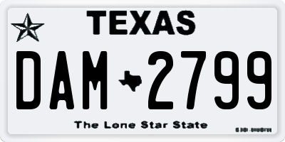 TX license plate DAM2799