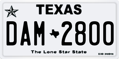TX license plate DAM2800