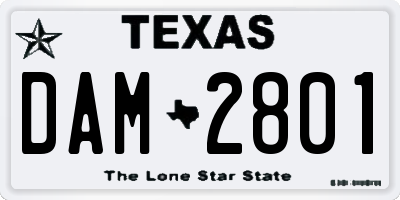 TX license plate DAM2801