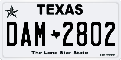 TX license plate DAM2802