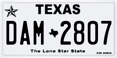TX license plate DAM2807