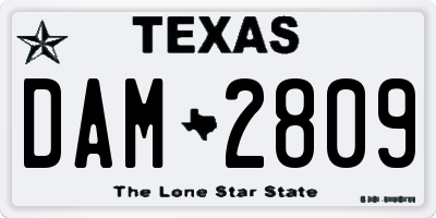 TX license plate DAM2809