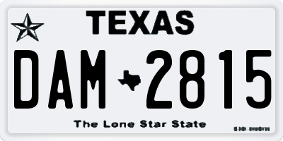 TX license plate DAM2815