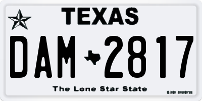 TX license plate DAM2817