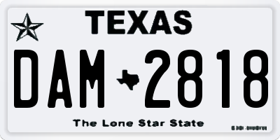 TX license plate DAM2818