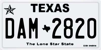TX license plate DAM2820