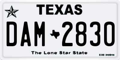 TX license plate DAM2830