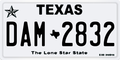 TX license plate DAM2832