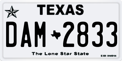 TX license plate DAM2833
